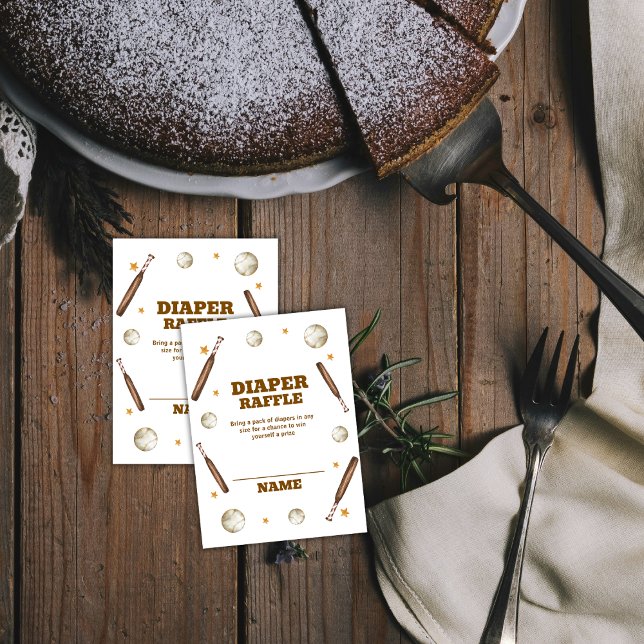 Boho Batter Up Baseboll Blöja Lotteri Baby Shower Tilläggskort (Boho Batter Up Baseball Diaper Raffle Baby Shower Enclosure Card)