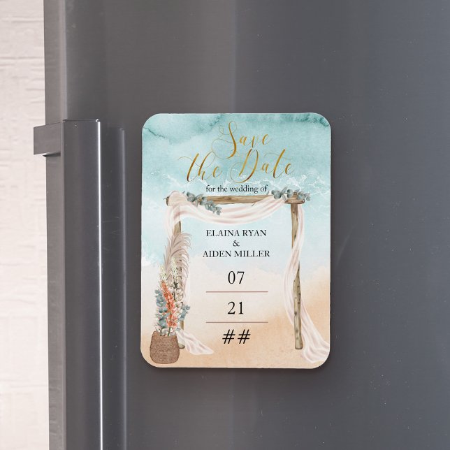 Boho Beach Arbor Destination Bröllop Save The Date Magnet (Skapare uppladdad)