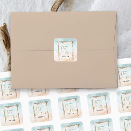 Boho Beach Arbor, framtida herr och fru Fyrkantigt Klistermärke