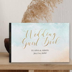 Boho Beach Arbor Monogrammed Bröllop Gästböcker