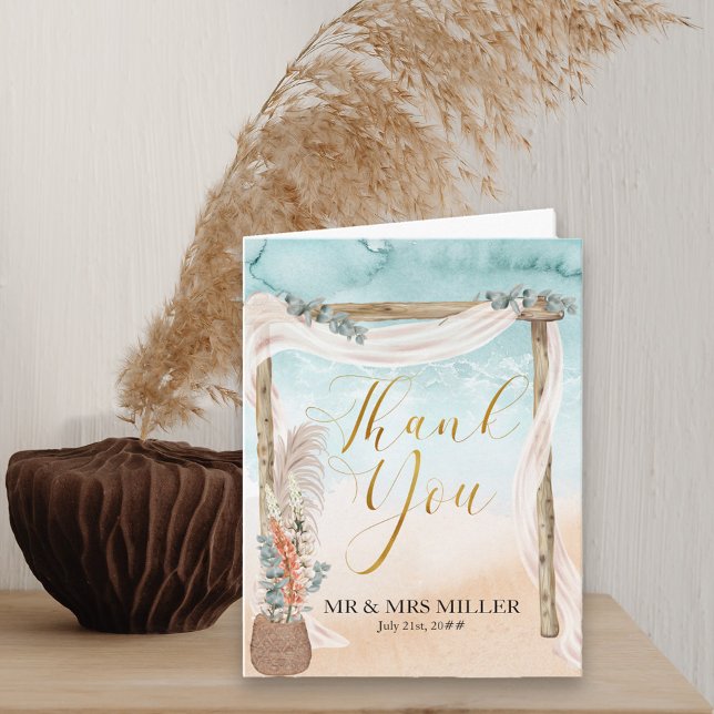 Boho Beach Arbour Destination Wedding  Tack Kort (Skapare uppladdad)