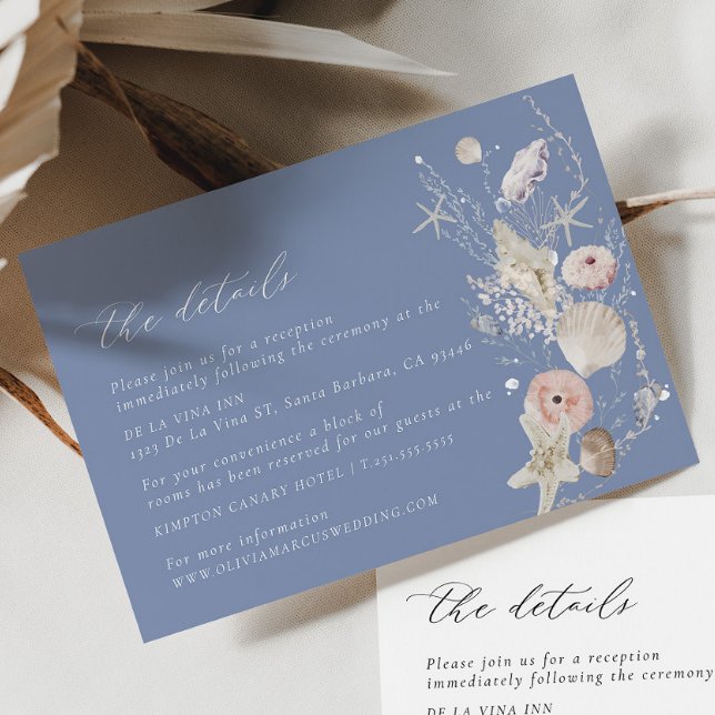 Boho Beach Elegant Bröllopsdetaljer Införande Kort (Details Card 2 Colors)