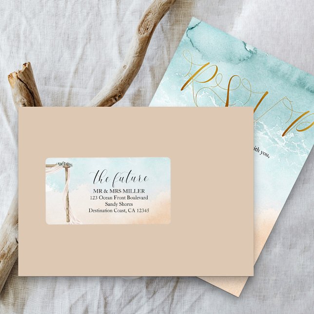 Boho Beach framtida herr och fru Returadressetiket Fraktsedel (Skapare uppladdad)