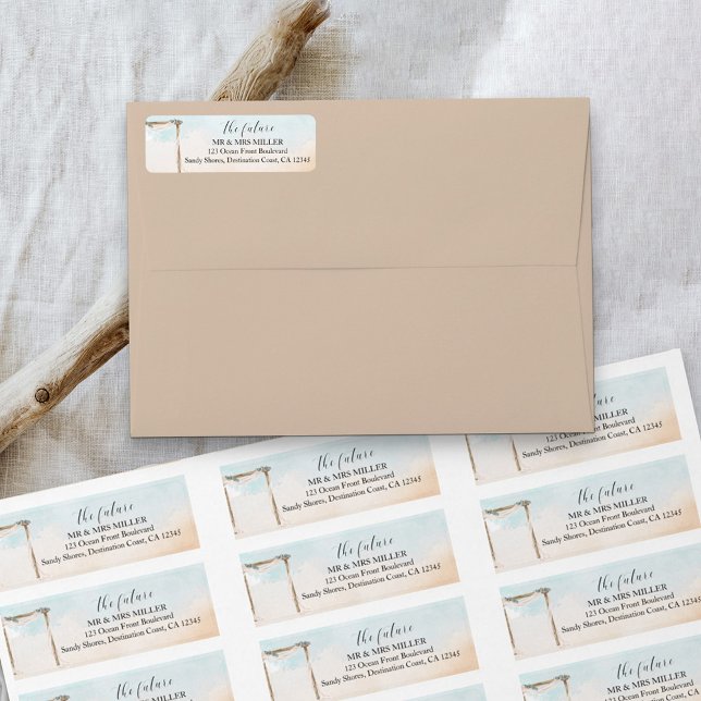 Boho Beach, framtida Mr. och Mrs. Returadress Etikett (Skapare uppladdad)