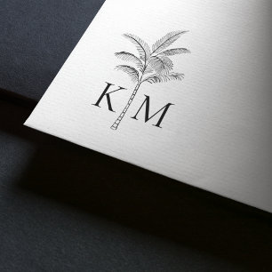 Boho Beach Handflatan Träd Monogram Stämpel