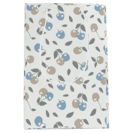 Boho Beach Körsbär - beige blå fruktmönster.