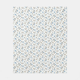 Boho Beach Körsbär - beige blå fruktmönster. Fleecefilt