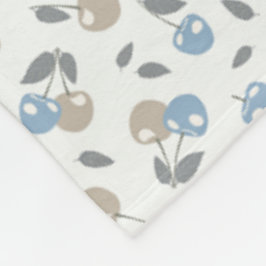 Boho Beach Körsbär - beige blå fruktmönster. Fleecefilt