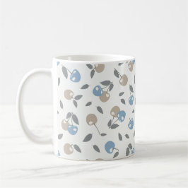 Boho Beach Körsbär - beige blå fruktmönster. Kaffemugg