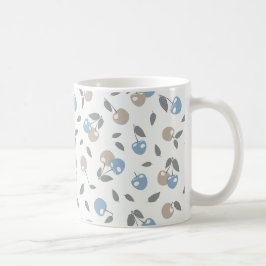 Boho Beach Körsbär - beige blå fruktmönster. Kaffemugg