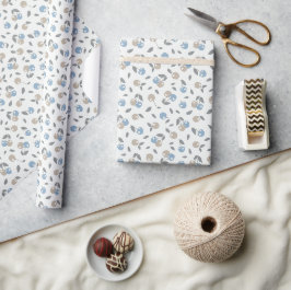 Boho Beach Körsbär - beige blå fruktmönster. Presentpapper
