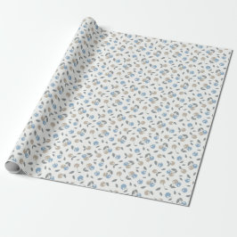 Boho Beach Körsbär - beige blå fruktmönster. Presentpapper