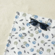 Boho Beach Körsbär - salvia blå frukt mönster.