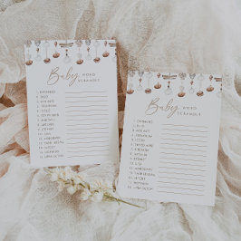 Boho Beach Ord Scramble Baby Shower-spel Inbjudningar