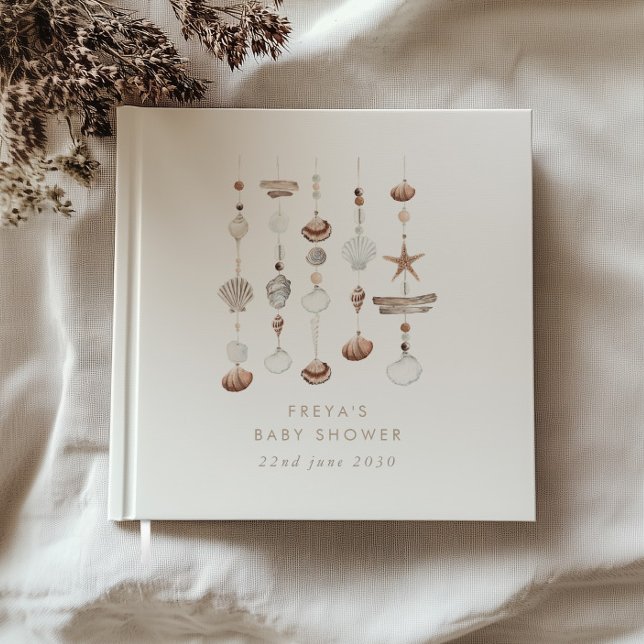 Boho Beach Snäcka Baby Shower Gästböcker (Zazzle Boho Beach Shell Guest book)