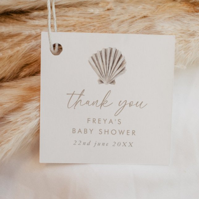 Boho Beach Snäcka Baby Shower Gåvor Etiketter (Zazzle Boho Beach Shell Baby Shower Favor Tags)