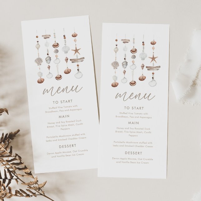 Boho Beach Snäcka Baby Shower-meny Program (Zazzle Boho Beach Shell Baby Shower Menu)