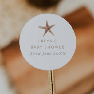 Boho Beach Snäcka Baby Shower Runt Klistermärke