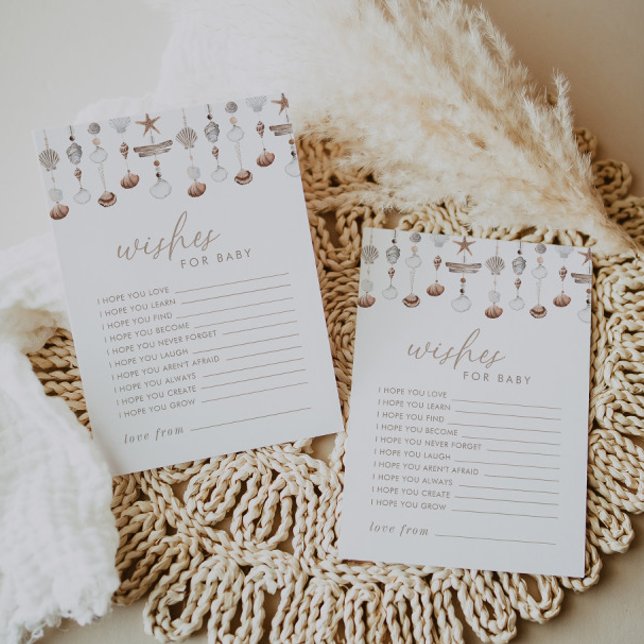 Boho Beach Snäcka Önskemål för Baby Card Inbjudningar (Zazzle Boho Beach Shell Wishes for Baby Card)