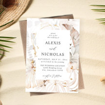 Boho Beach Tropical Beige Blommigt Bröllop