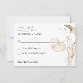 Boho Beach Tropisk Beige Blommig ingen måltid RSVP OSA Kort