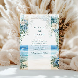 Boho Beach Watercolor Blommigt Arch Bröllop Inbjudningar
