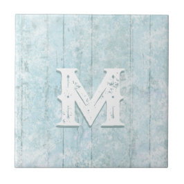 Boho Beach Wood Rustic Monogram Modern till kusten Kakelplatta