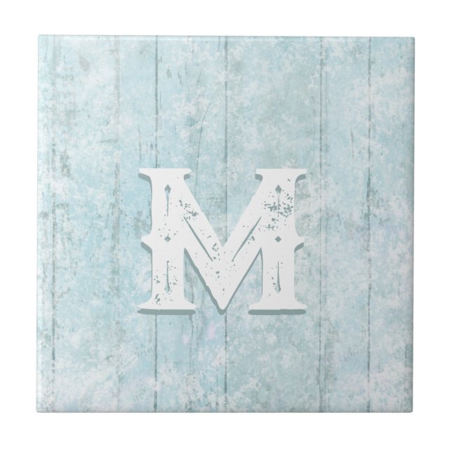 Boho Beach Wood Rustic Monogram Modern till kusten Kakelplatta (Framsidan)