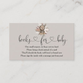 Boho Bear Baby Shower Bokar för Baby Tilläggskort