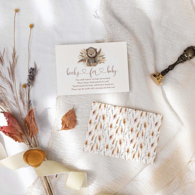 Boho Bear Baby Shower Bokar för Baby Tilläggskort (Skapare uppladdad)