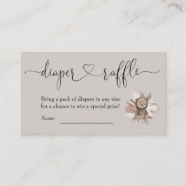 Boho Bear Baby Shower Diaper Raffle Tilläggskort