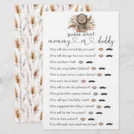 Boho Bear Baby Shower "Gissa Vem" Game