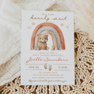 Boho Bear Baby Shower-inbjudan Björn Baby Inbjudningar