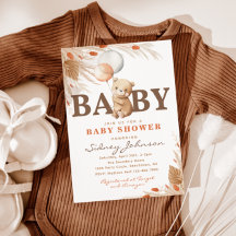 Boho Bear Baby Shower-inbjudan | Björnstövel