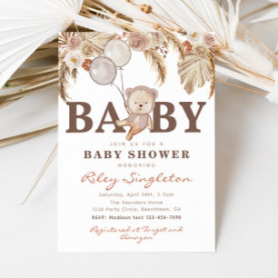 Boho Bear Baby Shower-inbjudan Björnstövel Inbjudningar