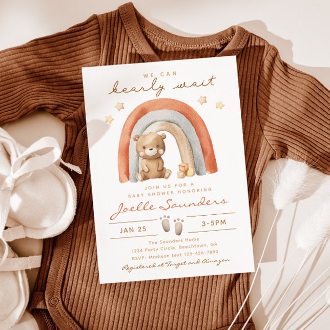 Boho Bear Baby Shower Invitation | Bear Baby  Inbjudningar (Skapare uppladdad)