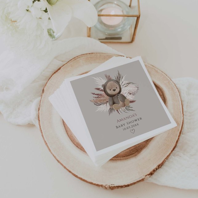Boho Bear Baby Shower Pappersservett (Skapare uppladdad)