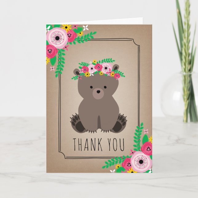 Boho Bear Baby Shower Tack Brown Kort (Framsida)