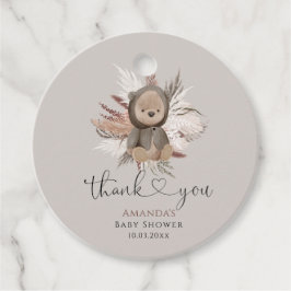 Boho Bear Baby Shower Tack Gåvor Etiketter