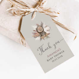 Boho Bear Baby Shower Tack Presentetikett