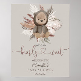 Boho Bear Baby Shower Välkommen Poster