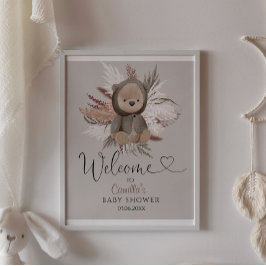 Boho Bear Baby Shower Välkommen Poster