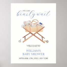 Boho Bear Bassinet Leksak Boy Baby Shower Välkomme Poster