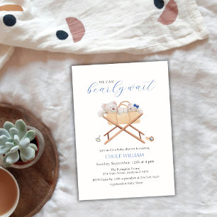 Boho Bear Bassinet Leksak Boy Shower Inbjudningar