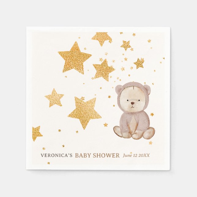 Boho Bear Celestial Baby Shower Pappersservett (Framsidan)