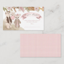 Boho Bear Family Girl Baby Shower Raffle