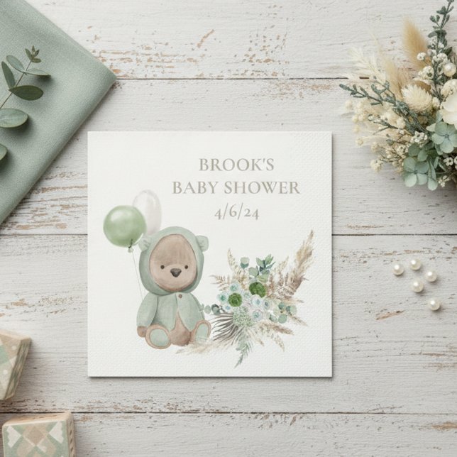 Boho Bear Favor (snart vänta Grönt) Pappersservett (Skapare uppladdad)