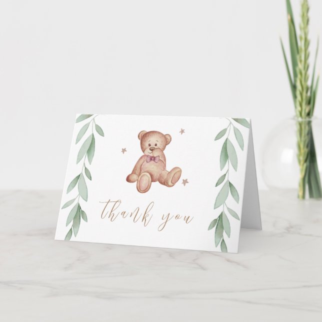 Boho Bear Forest Baby Shower Tack Kort (Framsida)