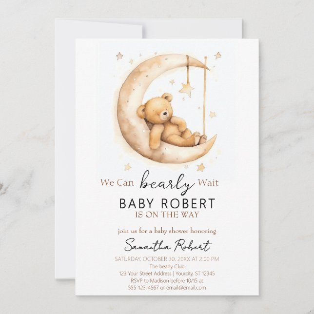 Boho Bear Gender Neutral Baby Shower Inbjudningar (Framsida)