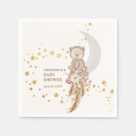 Boho Bear Måne Baby Shower Tack Pappersservett